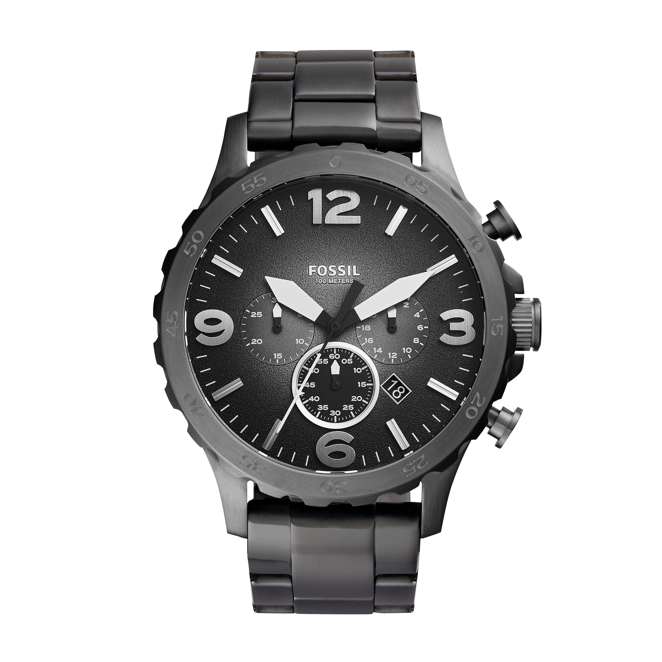 Fossil Men's Nate Wrist Chronograph, Black Stainless Steel Watch