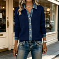 thumbnail image 2 of WHEANG Cardigan Sweaters for Women Collar Knit Cardigan Button Down Casual Open Front Sweater Long Sleeve Lightweight Womens Tops Blue S, 2 of 6