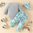 thumbnail image 5 of Cdudpw Baby Boy Clothes Set Bodysuit Top Suspender Pants Hat 3Pcs(Grey,3-6 Months), 5 of 7
