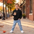 thumbnail image 4 of Boys Collared Sweatshirt Casual Solid Color Polo Long Sleeve Shirt Waffle Texture Boys Pullover Loose Plain Sweatshirt with Buttons, 4 of 9
