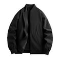 thumbnail image 2 of HOOMEUMY Men's Bomber Jackets Zip Up Lightweight Solid Color Baseball Jacket Outwear Zipper Long Sleeve Stand Collar Streetwear Fashion Black XXXXL, 2 of 8