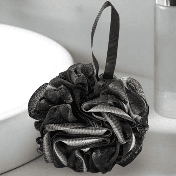 Djiypn Loofah Sponge, 1 Pack Shower Loofah, Bath Shower Loofah for Men, Women, Shower Pouf with Soft Mesh for Exfoliating Body, Shower Essentials - Black