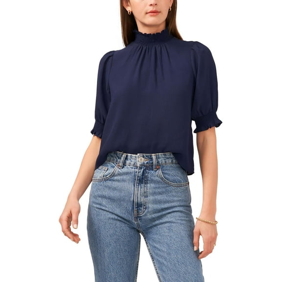 1.State Womens Pleated Mockneck Pullover Top