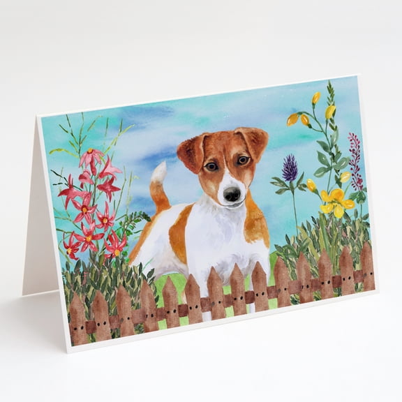 Jack Russell Terrier Spring Greeting Cards and Envelopes Pack of 8