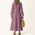 thumbnail image 4 of UoCefik Women's Plus Size Cotton Linen Long Dresses Trendy Flowy Sleeve Maxi Dresses Modest Fall V Neck Dress Boho Casual Vacation Beach Sundress Purple M, 4 of 5
