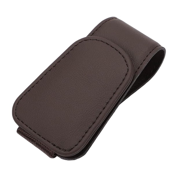 Soporte de gafas para coche de cuero sintético que ahorra espacio y magnetismo. Marrón