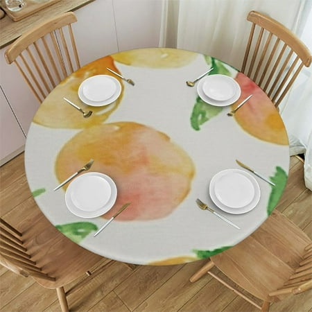 

Orinice Peaches Leaves Round Tablecloth 100% Polyester Stain-Resistant for Indoor Outdoor Dining Farmhouse Decor Waterproof Tablecloth for Picnic Kitchen Dining Table - Multiple Sizes 42 -46