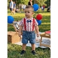 thumbnail image 4 of Cenuakty Toddler 6M 12M 18M 24M 2T 3T 4T Boys Shorts Set, Stars Striped Shirt with Denim Overall Shorts Summer 4th of July Outfit, 4 of 9