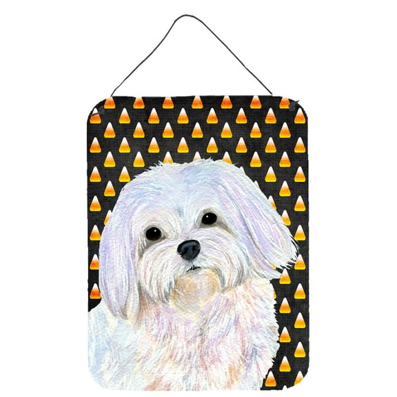 Carolines Treasures SS4275DS1216 Maltese Candy Corn Halloween Portrait Wall or Door Hanging Prints 12WX16H multicolor