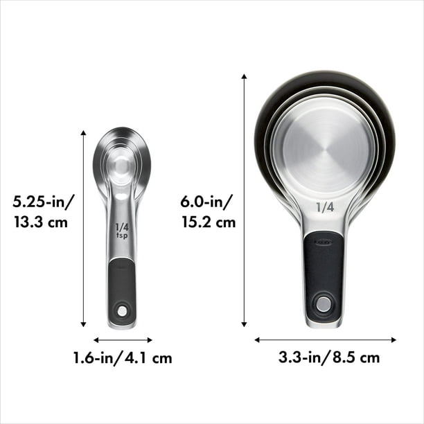 OXO 11180500 Good Grips 8-Piece Magnetic Stainless Steel Measuring Cup and Spoon  Set