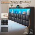 thumbnail image 5 of King Size Bed Frame with Storage Headboard and 4 Drawers, Wooden Upholstered Platform Beds with Charging Station and LED Lights, Metal Slats, No Box Spring Needed, Black, 5 of 10