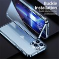 thumbnail image 4 of Buckle Installation iPhone 13 pro max case 360°Full Aluminum Bumper with Lock Tempered Glass Shockproof Translucent backplane Double Sided Protection (iPhone13promax, Balck) Balck iPhone13promax, 4 of 9