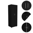 thumbnail image 4 of FM Furniture Glasglow Modern Wood Armoire with One Cabinet & 2 Shelves in Black, 4 of 5