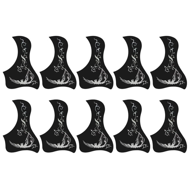 10 Uds. Adhesivo para golpeador de guitarra acústica, patrón láser de golondrina antiarañazos para guitarras de 40 y 41 pulgadas, color plateado