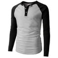 thumbnail image 1 of H2H Mens Casual Slim Fit Raglan Long Sleeve Henley T-Shirts(CMTTL077), 1 of 5