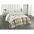 thumbnail image 2 of Ambesonne Owls Quilted Coverlet 3 Pcs, Bird on Branch Sunny Day, Queen Size, Multicolor, 2 of 4