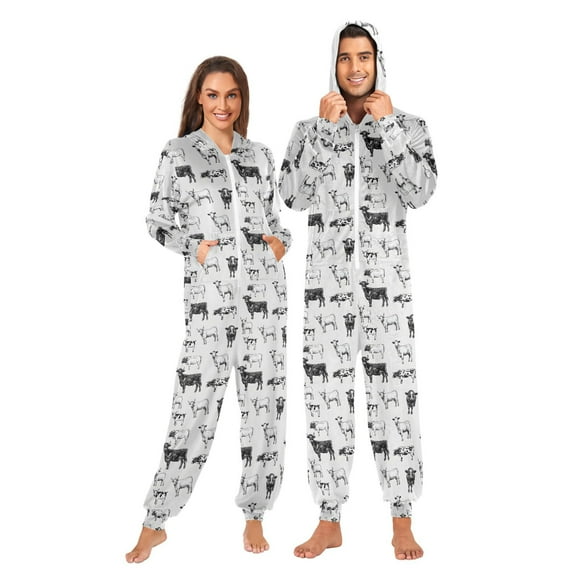 joogoo Retro Highland Cows Unisex Adults Onesies Pajamas Jumpsuits L