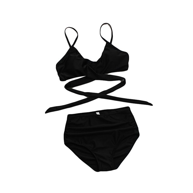 SUNSIOM Female Solid Spaghetti Strap Bikini Tops+ Leopard Print Bikini Panties