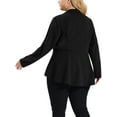 thumbnail image 3 of Agnes Orinda Women's Plus Size Blazer Button Notch Panel Ruffle Peplum Blazers 2X Black, 3 of 7