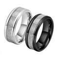 thumbnail image 2 of 8mm Men Classic Fashion Tungsten Carbide Rings Black 14K White Gold Inlay Meteorite Ring Couple Accessories Jewelry, 2 of 7