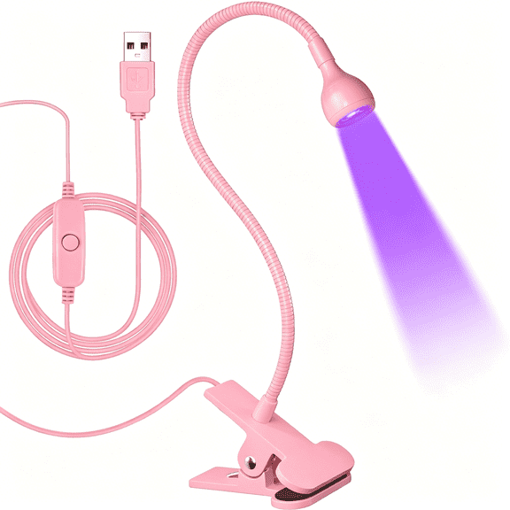 HIBIBUD Led Nail Lamps 3W Flexible Gooseneck Lamp Quicky Dry Nail Manicure Dryer Gel Polish Curing Light Plug Play Portable Flash Cure Light for Gel Nails Home Diy Professional Nail Tools Pink