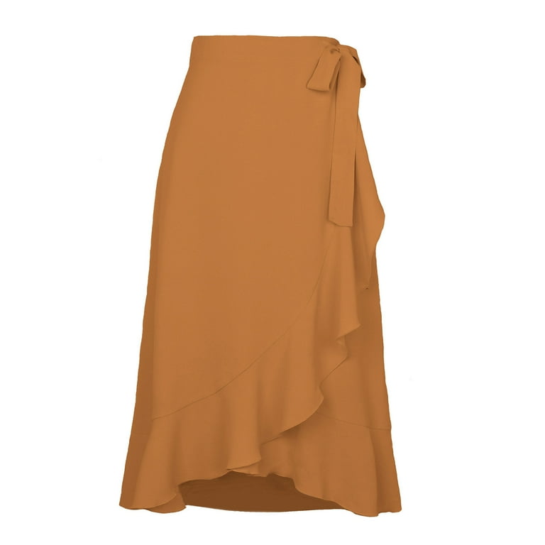 APEXFWDT Women Ruffle Wrap Skirt Tie Waist Boho High Low APEXFWDT Women Ruffle Wrap Skirt Tie Waist Boho High Low