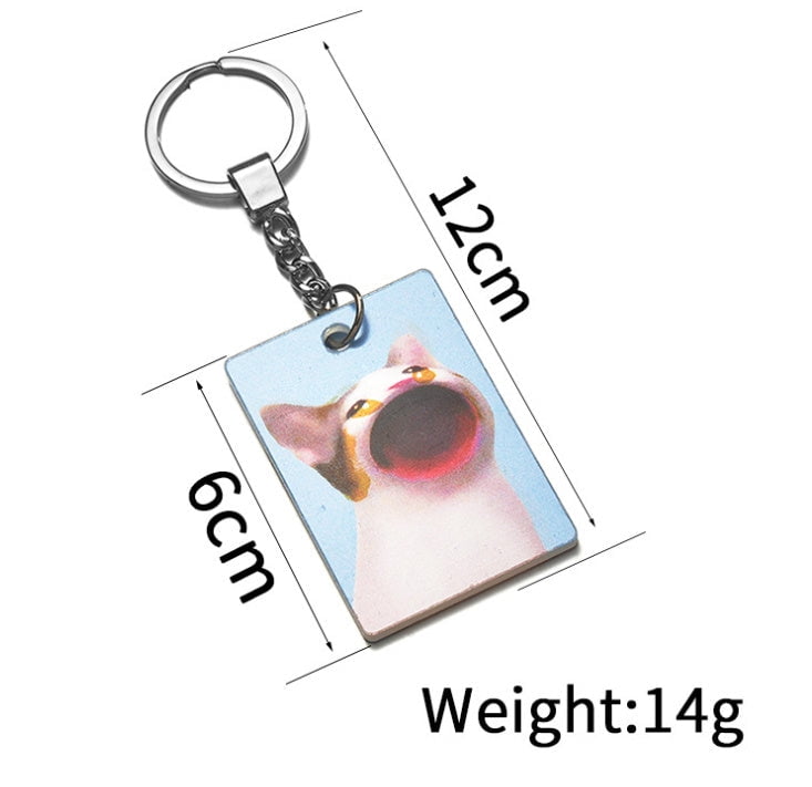 3D Stereo Transformation Kitty Square Plate Key Ring Acrylic Cat Keychain Pendant for Purse Backpack or Keys Blue Cat