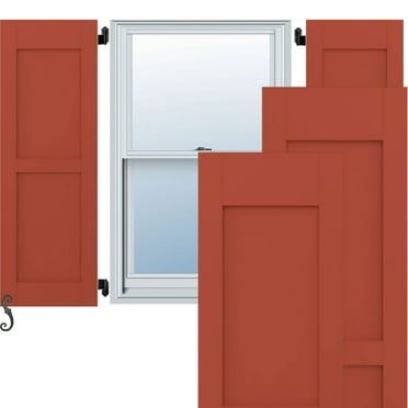 12"W x 37"H Americraft Two Equal Flat Panel Exterior Real Wood Shutters (Per Pair), Colorful Leaves