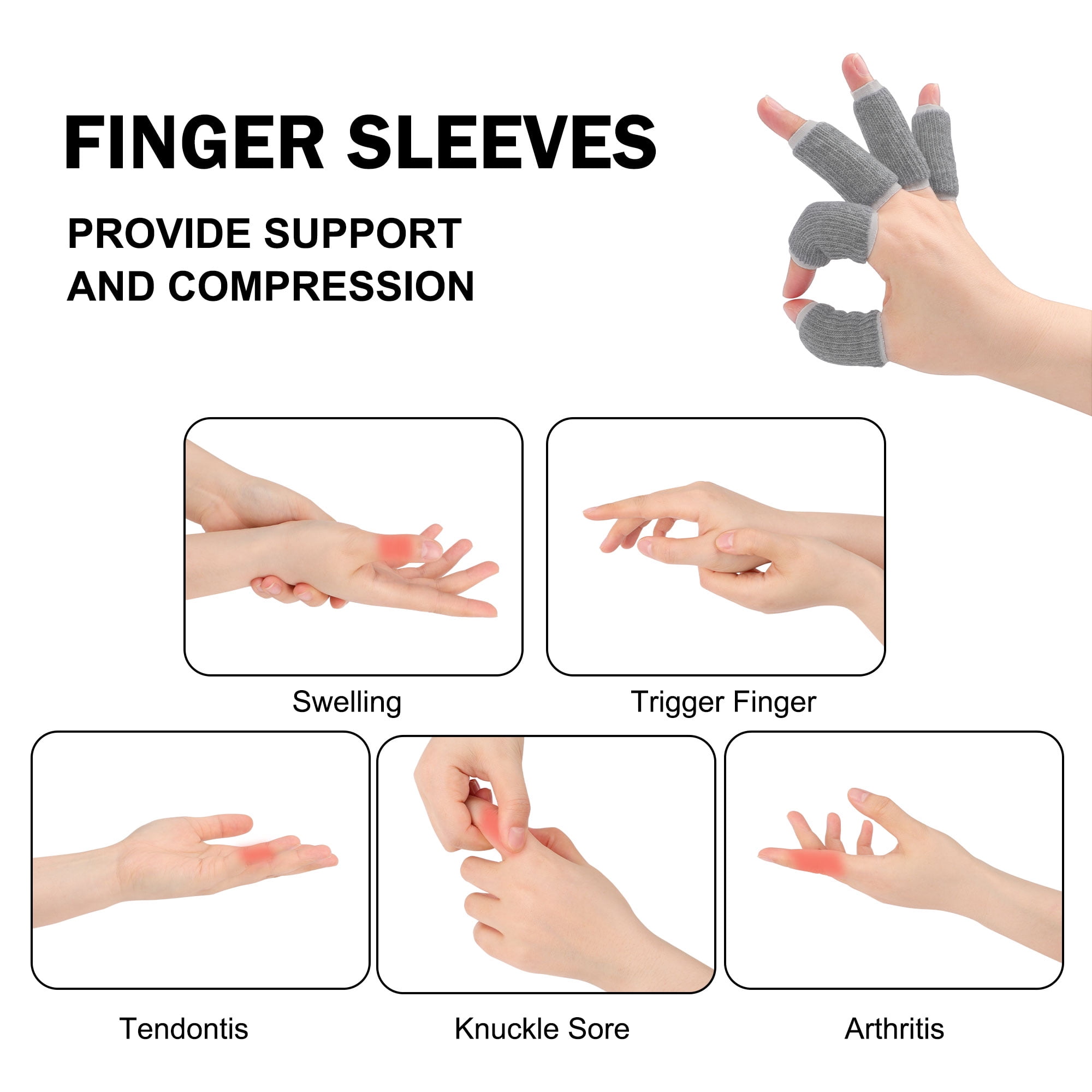 Unique Bargains Finger Protectors Splints Compression Finger Sleeves Thumb Brace 2.6"