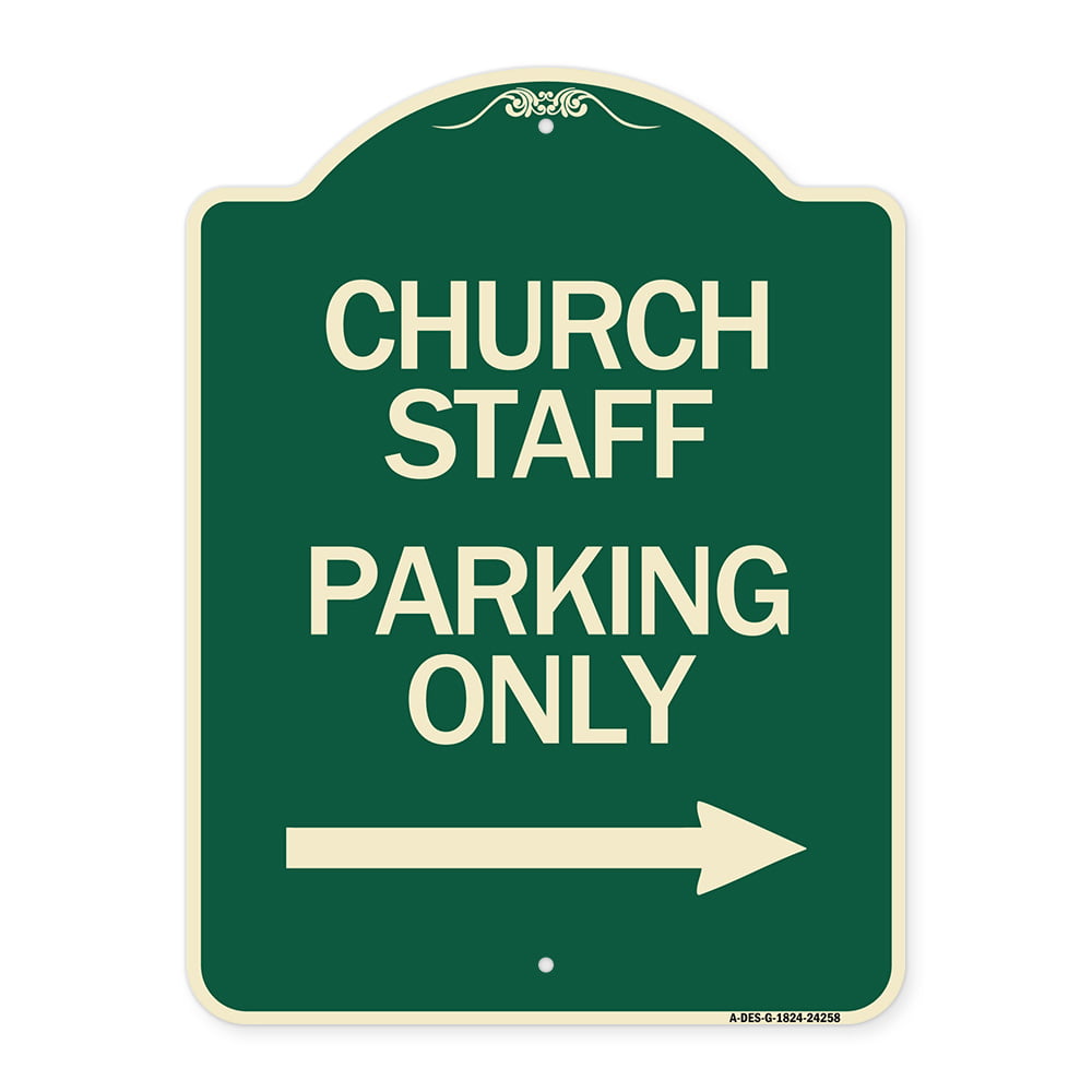 Made in The USA | Black & Gold 18 X 24 Heavy-Gauge Aluminum Architectural Sign Church Staff Parking Only Protect Your Business SignMission Designer Series Sign with Right Arrow 