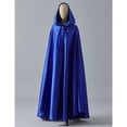 thumbnail image 1 of Women's Wedding Hooded Cape Bridal Cloak Poncho Full Length （170）blue Satin Hooded Cape Unisex Halloween Cloak for Devil Witch Wizard Halloween Christmas Cosplay, 1 of 5
