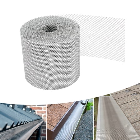 Gutter Guard Mesh Roll, 5 Inch x 100 Feet Leaf Guards for Gutters, Aluminum Leaf Filter Gutter Protection Roll, Gutter Covers Screen, Rain Gutter Leaf Guards, Gutter Mesh