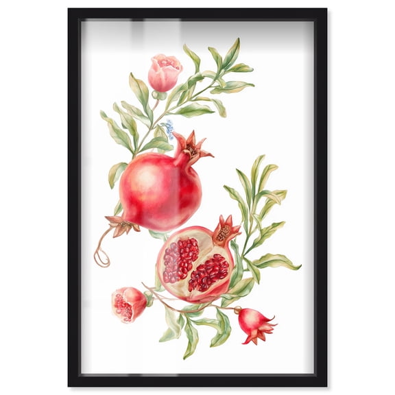 Pomegranate Bloom II Shadowbox Print Summer Art Prints by Art Remedy, Black Frame, 10 x 15