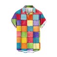 thumbnail image 2 of Camisa hawaiana con estampado 3D de rayas de colores para hombre, camisas de playa con plantas para vacaciones de verano, camisas de manga corta con botones para parejas de calle, 2 of 5