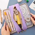 thumbnail image 2 of njshnmn Large Capacity Pencil Case Solid Color Macaron Double Window Functional Pencil Case Pencil Case for Teen Girls, 2 of 8