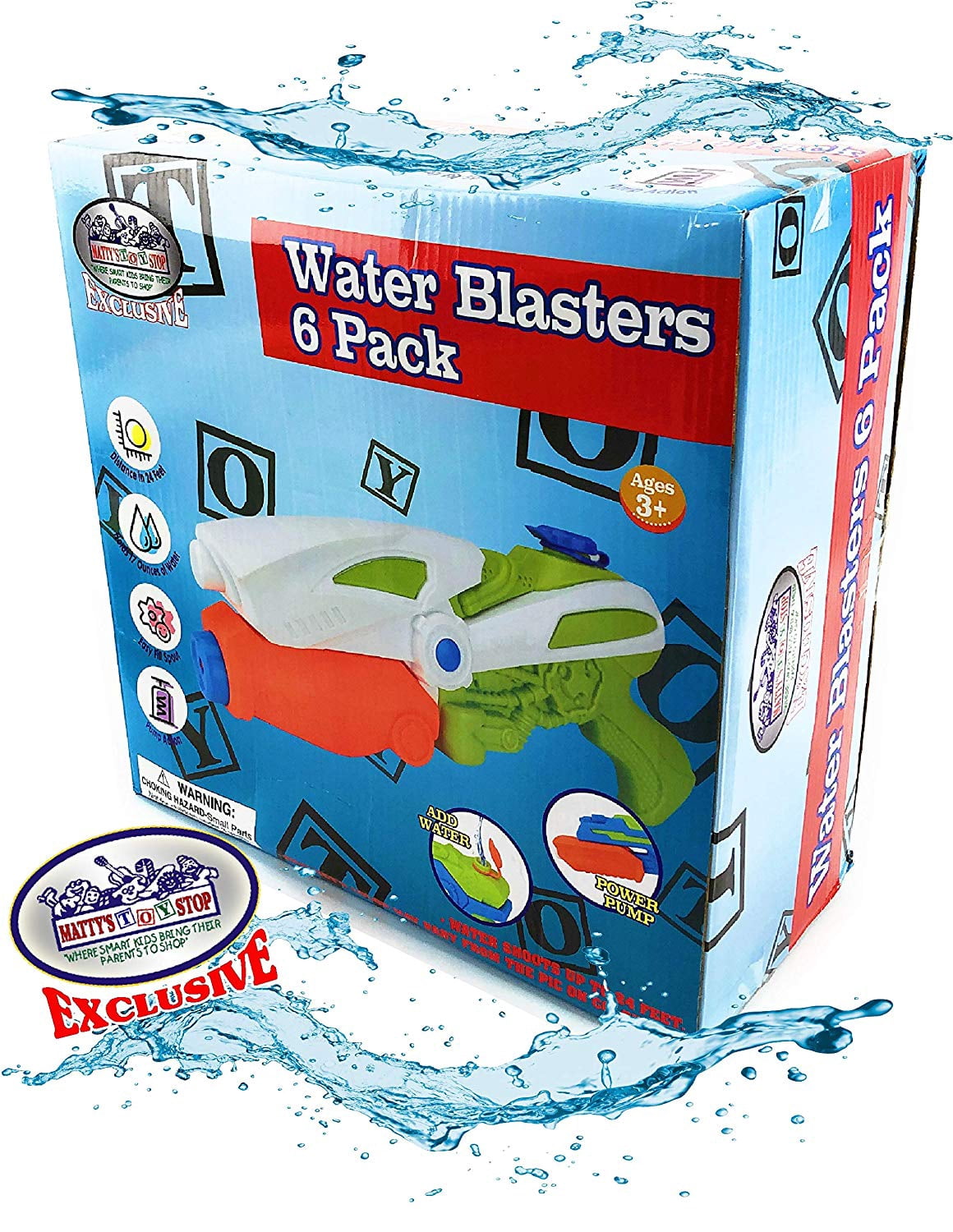 Matty's Toy Stop Water Gun Blasters 17oz Water Capacity Deluxe Battle Bundle 6 Pack