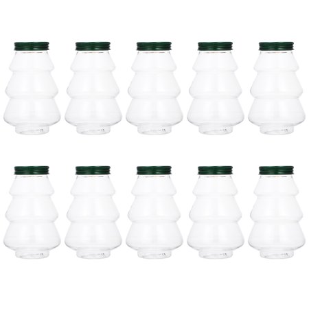 

10Pcs Christmas Tree Juice Bottles Decorative Beverage Bottle Milk Tea Bottles Plastic Juice Holders