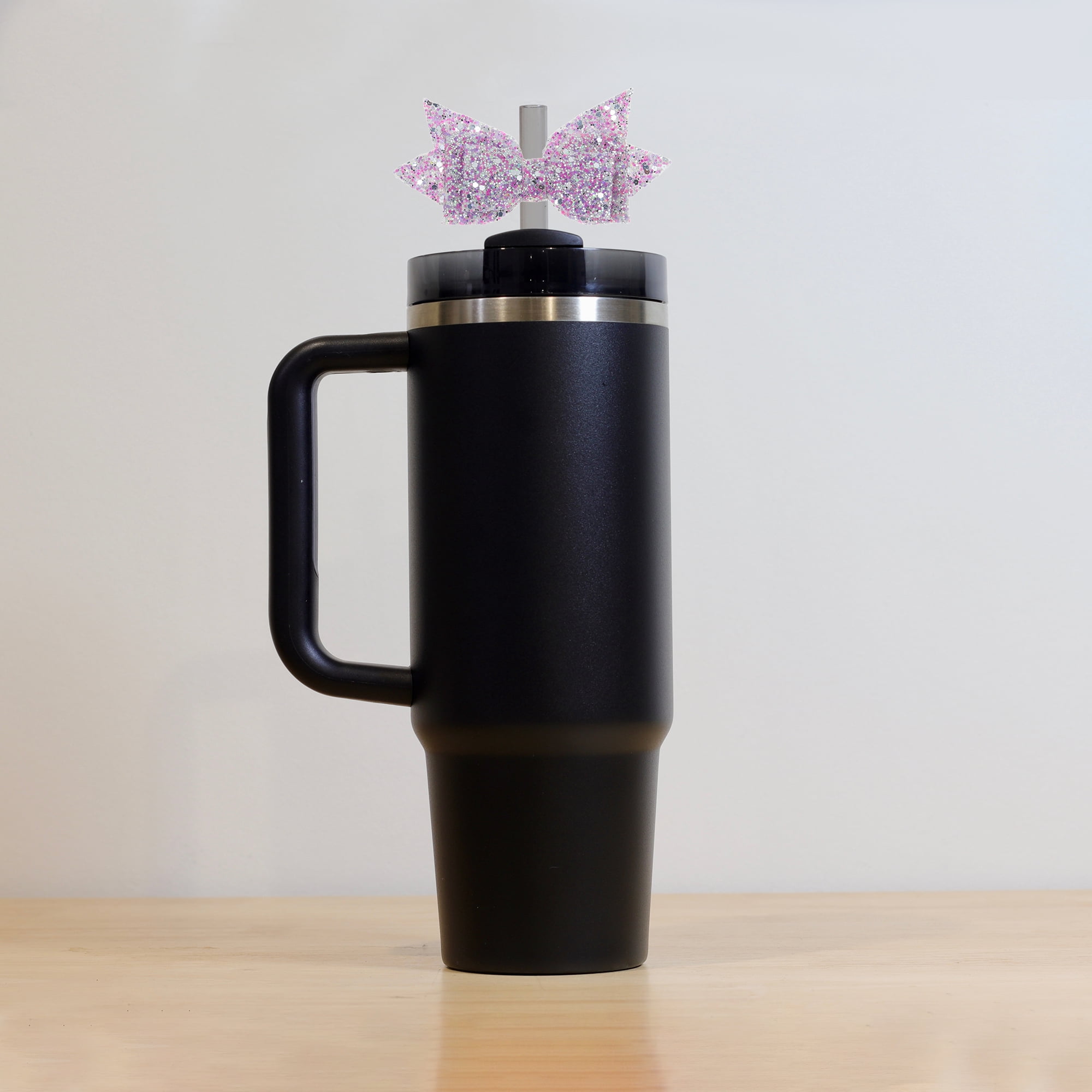 Unique Bargains 1Pc Shiny Bow Home Decoration Drinkware Accessory Gray Purple