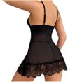 thumbnail image 5 of Somuwie Women's Large Size V-Neck Solid Color Lace See-Through Back Nightdress, 5 of 6