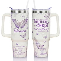 30 Oz Christian Tumbler with Handle and Straw - Insulated Travel Mug Cup, Leakproof Water Bottle - Religious Christian Gifts for Women, Men - Birthday Christmas Present for Her, Friends, Mom