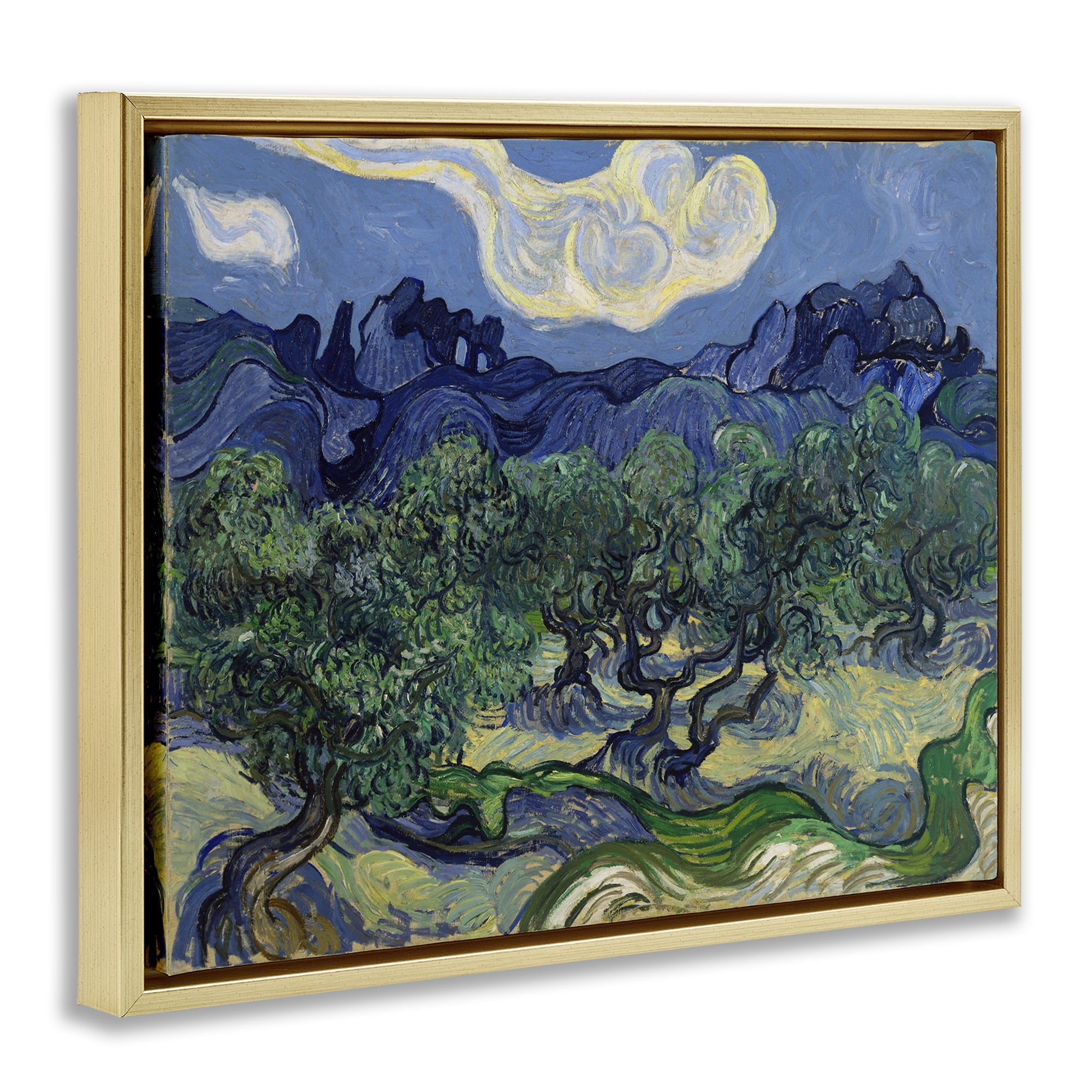 Stupell Industries Van Gogh Olive Trees Landscape Landscape & Nature Painting Gold Floater Framed Canvas Art Print Wall Art, 31 x 25