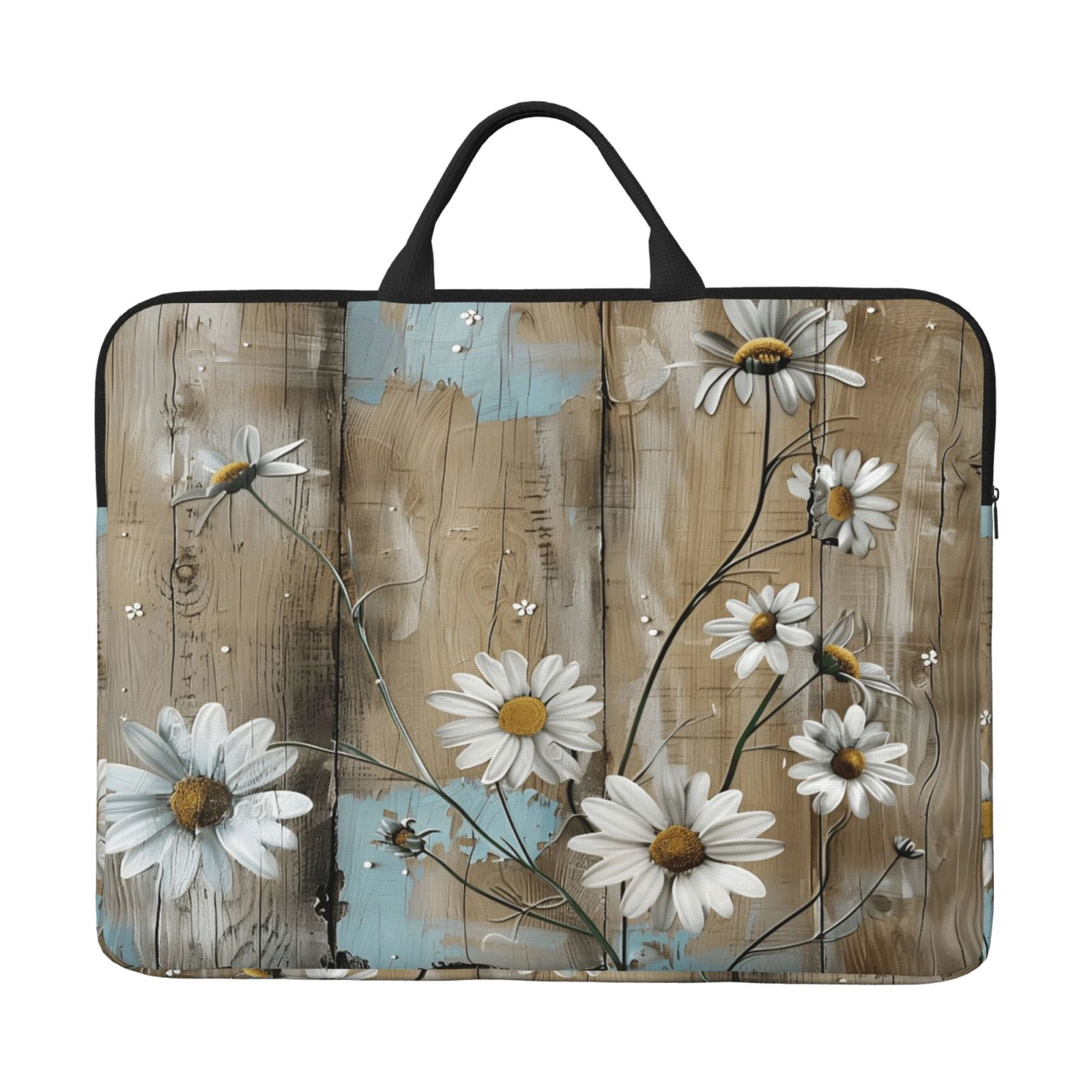 Laptop Sleeve Bag For Women Men 14inch Waterproof Durable Protective Computer Carrying Cover Handle Laptop Case Bag Turquoise Wood Farmhouse Sunflowers (5)