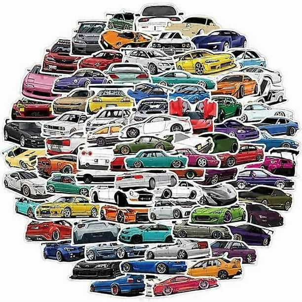 100 pcs car stickers, waterproof racing stickers for water bottle, vinyl sports car stickers