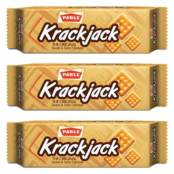 Parle Krackjack Biscuits, India’s YPF5 First and Original Sweet and Salty Biscuit, Product of India, 3 packs (60g each)