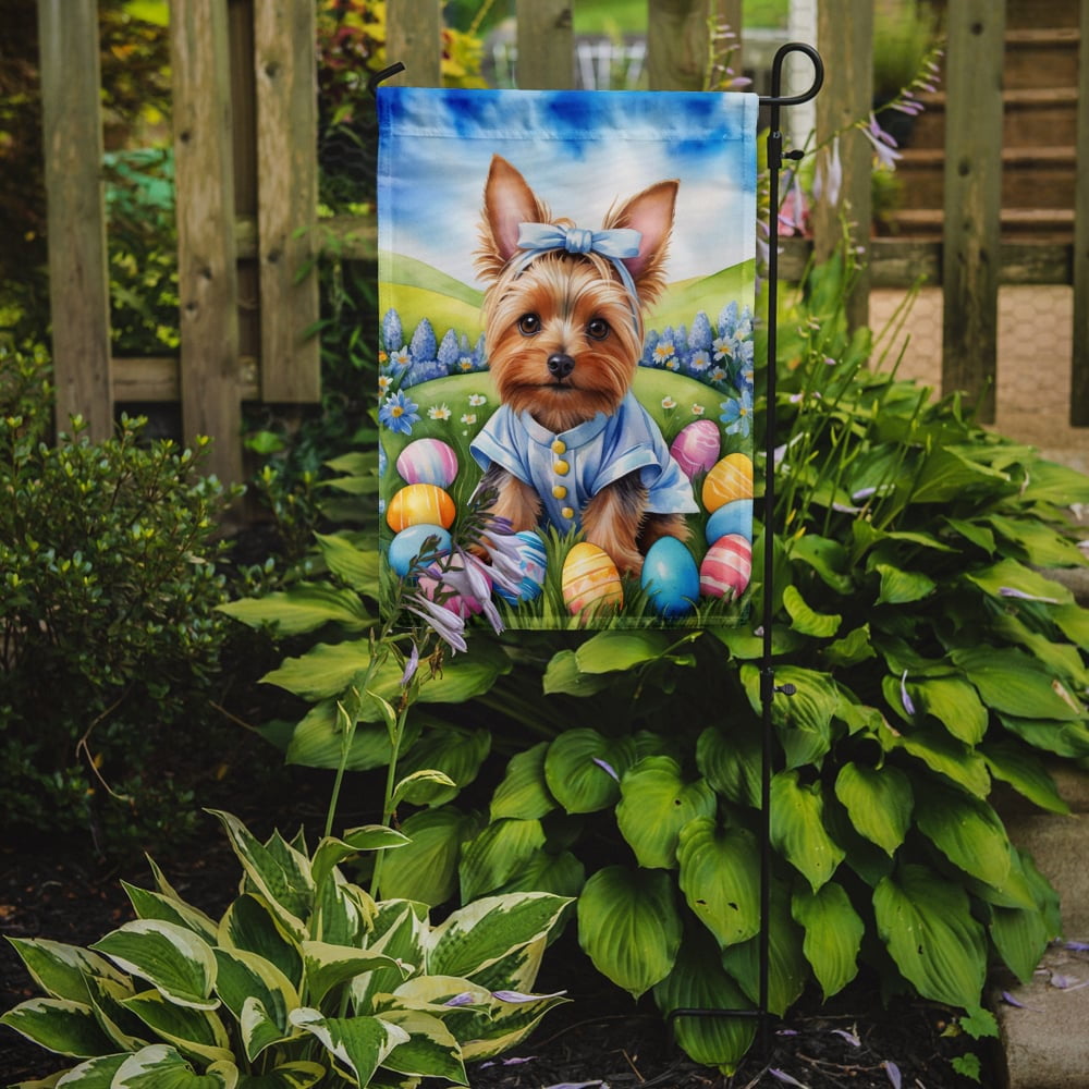 Silky Terrier Easter Egg Hunt Garden Flag 11.25 in x 15.5 in