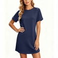 thumbnail image 4 of Lenpel Womens Casual T-Shirt Dresses Crew Neck Short Sleeve Mini Dresses with Pockets Comfy Soft Lounge House Dresses, 4 of 6