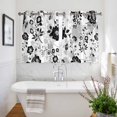 thumbnail image 3 of Vintage Flowers Kitchen Curtains Short 54 Inch Length, Black White Farmhouse Floral Plants Grommet Top Bedroom Living Room Curtains, Light Filtering Cafe Curtain Drapes 2 Panels Set 84''x54'', 3 of 9