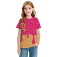 thumbnail image 3 of Tisuna Stylish Tops For Girls Boys Child Ice Cream Print Short Sleeve Crew Neck Shirts Fashion Casual Toddler Kids Summer Outfits Hot Pink Size 6-7 Years, 3 of 6
