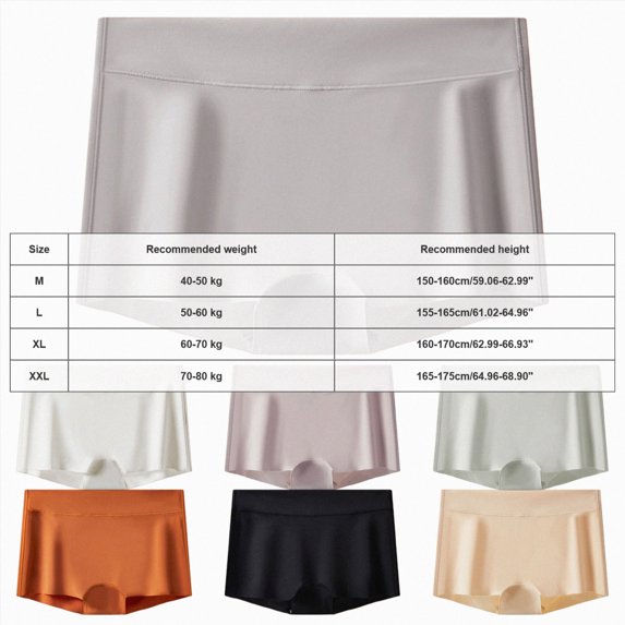 yboeqw Ladies Ice Silk Seamless Panties Thin Breathable No Show Mid Thigh Length Underwear Size XXL