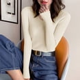 thumbnail image 4 of Women's Fitted Stretch Pullover Sweater Long Sleeve Solid Color Ribbed Knit Bodycon Top Soft Warm Slim Fit Casual Crewneck Fall Winter Basic Layering, 4 of 7